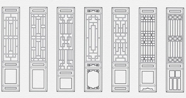 犍为常用中式仿古花窗图案隔断设计图