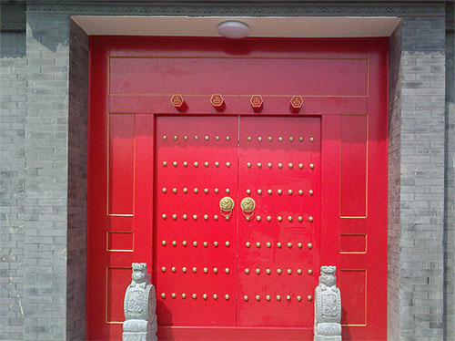 犍为中国传统四合院系列朱红色中式木制大门木作